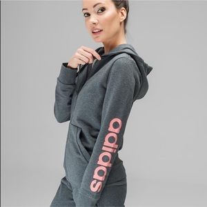 Adidas Grey & Pink Zip-Up Hoodie, Size S